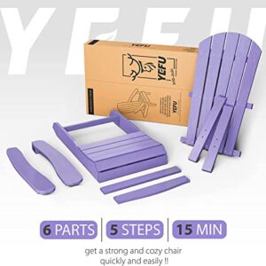 YEFU Adirondack Chair 3-Piece Set (Purple) Plastic Weather Resistant, with 2 Adirondack Chairs + an Outdoor Side Table