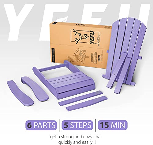 YEFU Adirondack Chair 3-Piece Set (Purple) Plastic Weather Resistant, with 2 Adirondack Chairs + an Outdoor Side Table