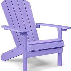 YEFU Adirondack Chair 3-Piece Set (Purple) Plastic Weather Resistant, with 2 Adirondack Chairs + an Outdoor Side Table