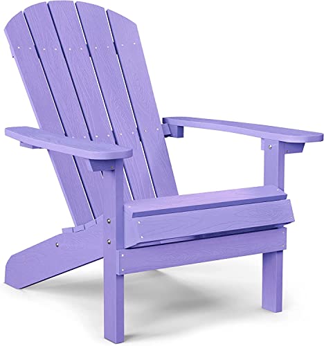 YEFU Adirondack Chair 3-Piece Set (Purple) Plastic Weather Resistant, with 2 Adirondack Chairs + an Outdoor Side Table