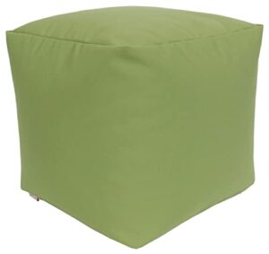 rulu ottoman outdoor/indoor sunbrella bean bag pouf 19″x19″x18″h canvas gingko, light green