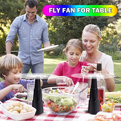 KTDRJN 4 Pack Fly Fan for Table,Food Fan for Indoor Outside,Portable Outdoor Picnic Fan,Batteries Powered Table Fly Fan for Restaurant, Party, Home,Outdoor Dinner(Black)