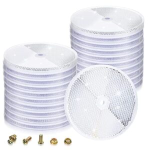 20 pcs front reflector 3 inch round reflector trailer reflectors with screws safety reflectors for fence gate posts mailboxes (clear)