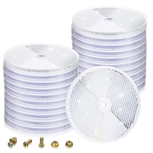 20 Pcs Front Reflector 3 Inch Round Reflector Trailer Reflectors with Screws Safety Reflectors for Fence Gate Posts Mailboxes (Clear)