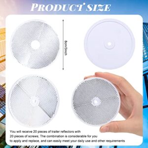 20 Pcs Front Reflector 3 Inch Round Reflector Trailer Reflectors with Screws Safety Reflectors for Fence Gate Posts Mailboxes (Clear)