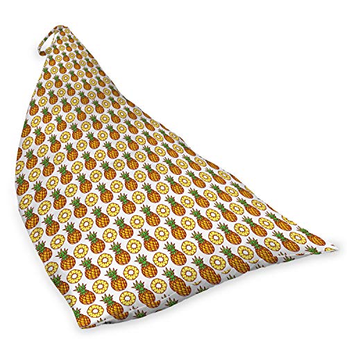 Lunarable Pineapple Lounger Chair Bag, Ripe Pineapple Pattern Delicious Nutrient Vegetarian Vegan Illustration, High Capacity Storage with Handle Container, Lounger Size, Cinnamon Mustard