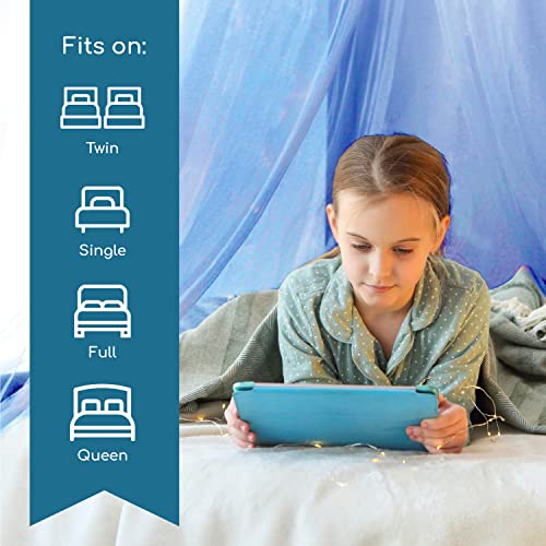 Bed Canopy for Girls and Boys - Blue Princess Baby Canopy Netting Room Decor, Ceiling Tent | Canopy for Crib | Single, Twin, Full, Queen Size Kids Bed Curtains, Fire Retardant Fabric