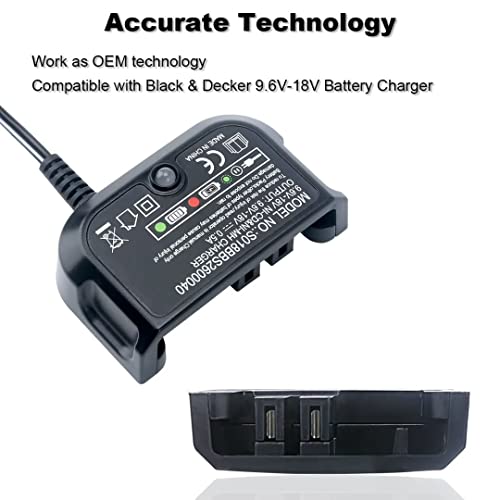 Biswaye 9.6V-18V Multi Volt Battery Charger Compatible with Black & Decker 18V 14.4V 12V 9.6V NiCD NiMH Battery HPB18-OPE HPB18 HPB14 HPB12 HPB96 244760-00 A1718 FS18FL FSB18