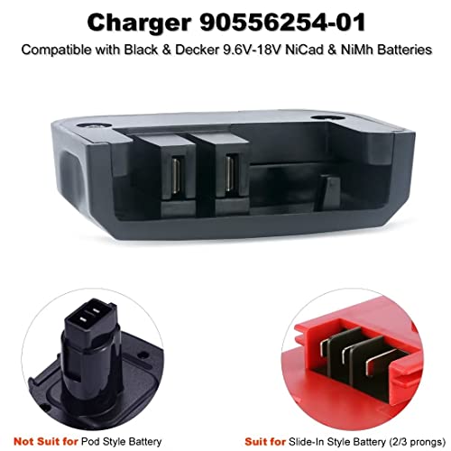 Biswaye 9.6V-18V Multi Volt Battery Charger Compatible with Black & Decker 18V 14.4V 12V 9.6V NiCD NiMH Battery HPB18-OPE HPB18 HPB14 HPB12 HPB96 244760-00 A1718 FS18FL FSB18