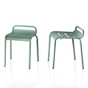 Lisuden Set of 2 Indoor-Outdoor Metal Dining Chairs, Patio Bistro Chair, Lower-Back Cafe Chairs with 18" Seat Height (Pea Green)