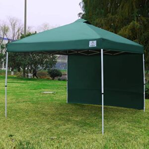 ISAGAPOY Pop up 10x10 Canopy Tent Compact Canopy, Portable Shade Instant Folding Better Air Circulation Canopy with Wheeled Bag x1 Sidewall x1 Canopy Sandbags x4 Tent Stakes x4