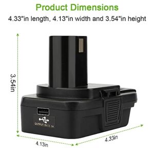 ZLWAWAOL DM18RL Battery Adapter Converter with USB Socket Compatible for Dewalt 20V & Milwaukee 18V Li-Ion Battery Convert to Ryobi 18V P108 ABP1801 Battery