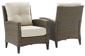 crosley furniture ko70210lb-ol rockport outdoor wicker high back arm chair, set of 2, light brown