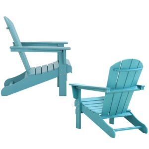 WILLIAMSPACE Adirondack Chairs Set of 4, Lifetime Outdoor Adirondack Chair Oversized Fire Pit Chair, Weather Resistant HDPE Patio Chair Easy Installation for Garden, Poolside, Backyard, Beach (Blue)