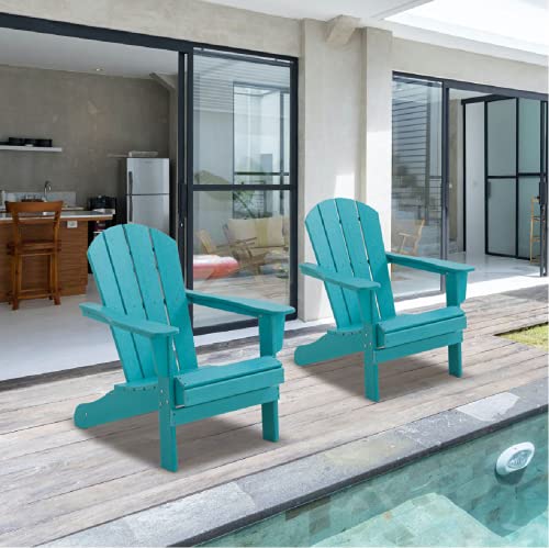 WILLIAMSPACE Adirondack Chairs Set of 4, Lifetime Outdoor Adirondack Chair Oversized Fire Pit Chair, Weather Resistant HDPE Patio Chair Easy Installation for Garden, Poolside, Backyard, Beach (Blue)