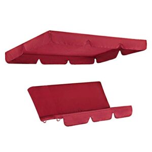 warrio patio swing canopy cover set – swing replacement top cover + swing cushion cover for 3 seater swing waterproof sunproof cover (red，74.8×51.96×5.9in) (c320)