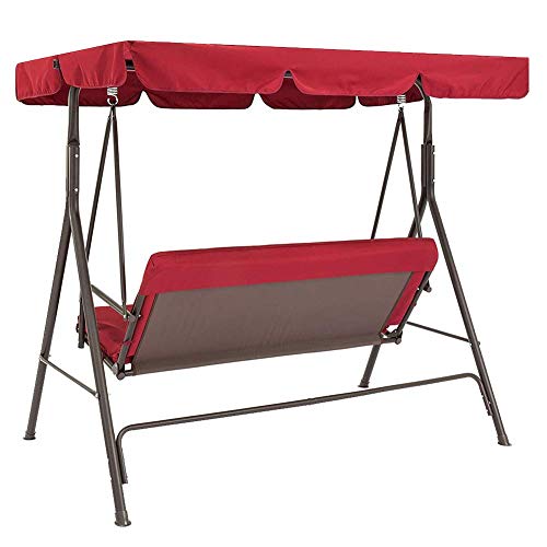WARRIO Patio Swing Canopy Cover Set - Swing Replacement Top Cover + Swing Cushion Cover for 3 Seater Swing Waterproof Sunproof Cover (Red，74.8×51.96×5.9in) (C320)