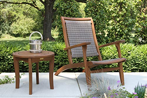 Outdoor Interiors 21250 Driftwood Wicker & Eucalyptus Lounger Lounge Chair, Drifwood Grey