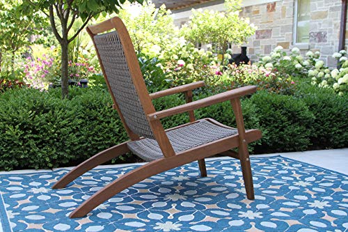 Outdoor Interiors 21250 Driftwood Wicker & Eucalyptus Lounger Lounge Chair, Drifwood Grey