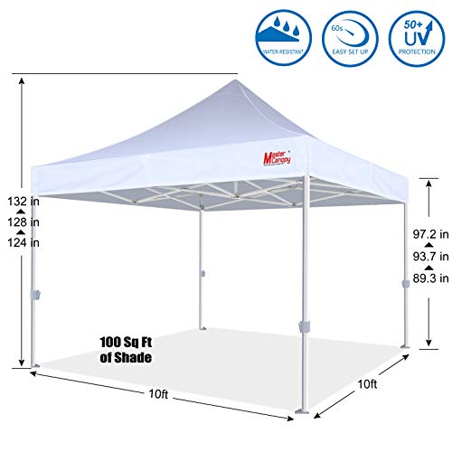 MASTERCANOPY Premium Heavy Duty Pop Up Commercial Instant Canopy Tent (10x10, White)