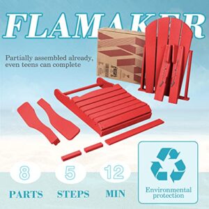 Flamaker Classic Outdoor Adirondack Chair Patio Lawn Foldable Chairs Indoor Adirondack Chairs All-Weather Resistant for Garden Backyard Porch Garden Fire Pit Patio (Red)