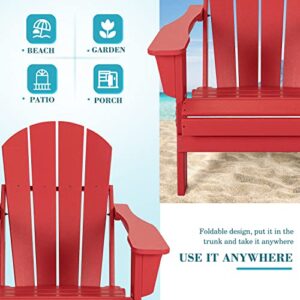 Flamaker Classic Outdoor Adirondack Chair Patio Lawn Foldable Chairs Indoor Adirondack Chairs All-Weather Resistant for Garden Backyard Porch Garden Fire Pit Patio (Red)