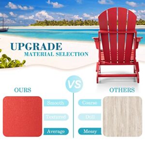 Flamaker Classic Outdoor Adirondack Chair Patio Lawn Foldable Chairs Indoor Adirondack Chairs All-Weather Resistant for Garden Backyard Porch Garden Fire Pit Patio (Red)