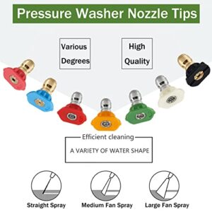Raincovo Pressure Washer Nozzles Tips Set, 5 Degrees Nozzles with 2 Second Story Nozzles, 1/4 Inch Quick Connect, 7 Pack, Orifice 3.0