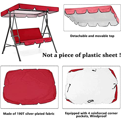 Outdoor Swing Canopy Replacement Cover & Swing Cushion Cover 3 Seater, Waterproof Garden Seater Sun Shade Porch Hammock Patio Swing Cover