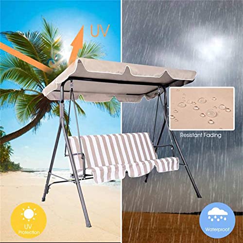 Outdoor Swing Canopy Replacement Cover & Swing Cushion Cover 3 Seater, Waterproof Garden Seater Sun Shade Porch Hammock Patio Swing Cover
