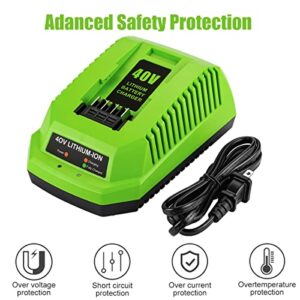 ANTRobut 40V 6.0Ah 29472 29462 Battery Replacement for 40V Greenworks Battery and Charger 29482 Compatible with Greenworks 40V Lithium-Ion Battery 29252 20202 22262 40V G-MAX Battery