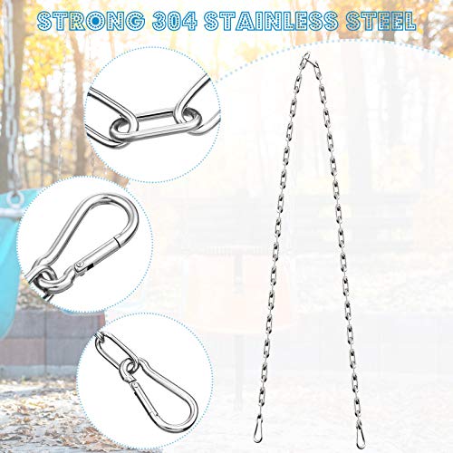 Ripeng Hanging Chair Chain Kit Stainless Steel Hanging Chair Chains with Spring Snap Hooks for Hammock Sandbags Capacity Indoor Outdoor, 220 lb (2 Pieces)