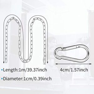 Ripeng Hanging Chair Chain Kit Stainless Steel Hanging Chair Chains with Spring Snap Hooks for Hammock Sandbags Capacity Indoor Outdoor, 220 lb (2 Pieces)