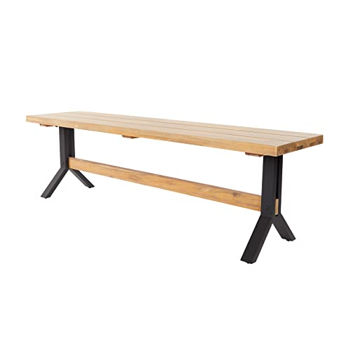 SEI Furniture Standlake Outdoor Bench, Natural, Black