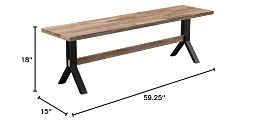 SEI Furniture Standlake Outdoor Bench, Natural, Black