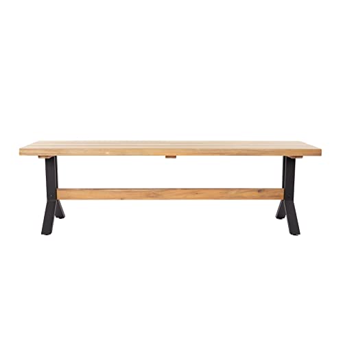 SEI Furniture Standlake Outdoor Bench, Natural, Black