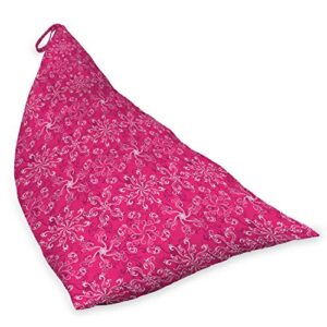 Ambesonne Hot Pink Lounger Chair Bag, Floral Arrangement Pattern on Hot Pink Background Spring Flourish Bloom, High Capacity Storage with Handle Container, Lounger Size, Hot Pink White Purple