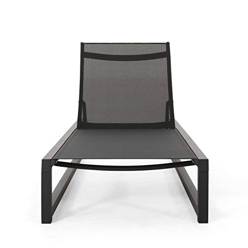 Christopher Knight Home Vivian Outdoor Aluminum Chaise Lounge with Mesh Seating (Set of 2), Black