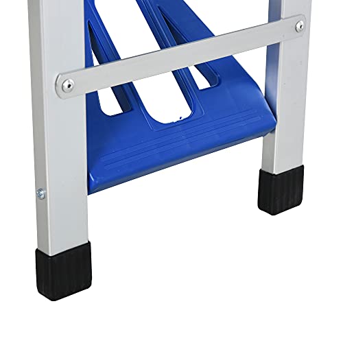 Outsunny Portable Foldable Camping Picnic Table Set with Four Chairs and Umbrella Hole, 4-Seats Aluminum Fold Up Travel Picnic Table, Blue