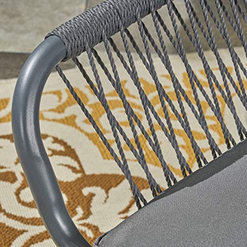 Christopher Knight Home Gloria Outdoor Rope and Steel Club Chairs (Set of 2), Gray/Gray/White