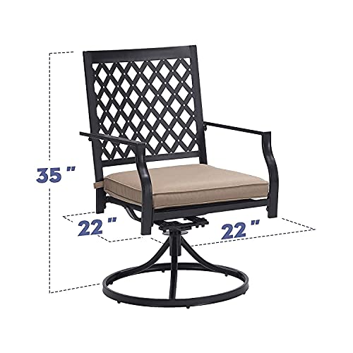 VICLLAX Outdoor Swivel Dining Chairs Patio Furniture with Cushion Black Set of 2