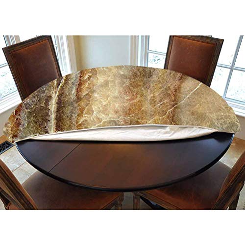 LCGGDB Marble Elastic Edged Polyester Fitted Tablecolth -Onyx Stone Surface Pattern- Small Round Fitted Table Cover - Fits Tables up to 40-44" Diameter,The Ultimate Protection for Your Table