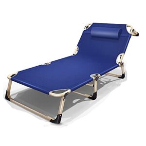 chaojiu adjustable lounge chairs reclining chair, foldable chaise lounges with pillow, 4 position patio recliner for outdoor, lawn, beach, sunbathing, deck, up to 330lbs, blue