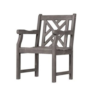 vifah v1301 renaissance hand-scraped acacia patterned back outdoor armchair