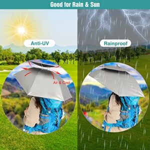 RedSwing Umbrella Hat for Adults, Upgraded UV Protection Double Layer Hands Free Head Umbrella for Fishing, Gardening, Beach and Golf