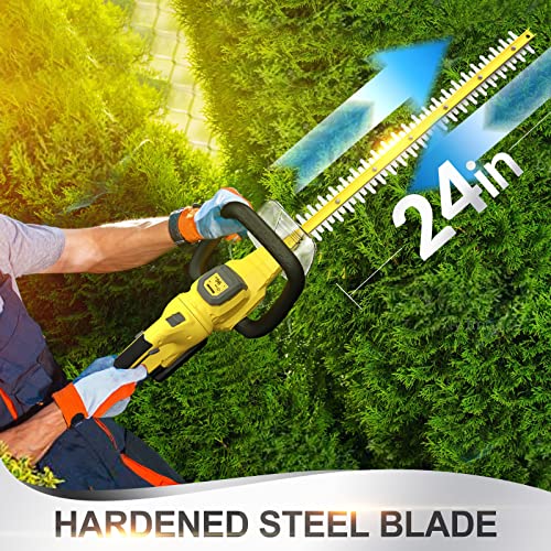 Walensee 20V MAX Cordless Hedge Trimmer, 1400RPM Electric Bush Trimmer w/ 22-Inch Dual-Action Blade, 0.67" Cutting Capacity & 5.9lb Lightweight Shrubbery Trimmer, 2.0Ah Battery & Fast Charger Included