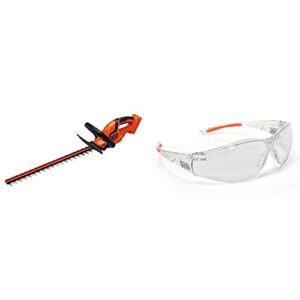 black+decker 36v max cordless hedge trimmer, 24-inch, tool only with safety eyewear, lightweight, clear lens (lht2436b & bd250-1c)