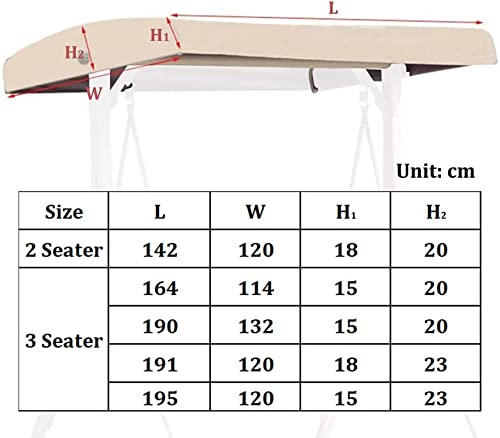 BTURYT Replacement Canopy for Swing Seat 2/3 Seater Garden Hammock Cover,Patio Swing Top Cover for Patio Yard(top Cover only)