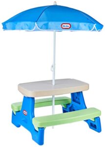 little tikes easy store jr. picnic table with umbrella – blue / green