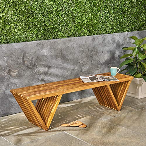 CleverMade Tamarack Folding Wooden Outdoor Chair & Christopher Knight Home 305722 Esme Outdoor Acacia Wood Bench, Teak Finish